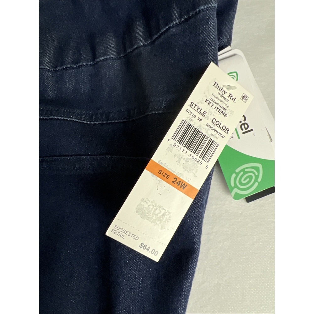 Ruby Rd. Women's Ankle Pants Size 24W Key Items Tencel Frayed Hem Dark Blue B40 - Picture 9 of 16